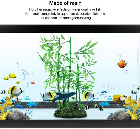 Aquarium Bamboo Plant, Artificial Green Leaf Plant for Fish Tank Landscape Decor (Bluestone Bamboo)