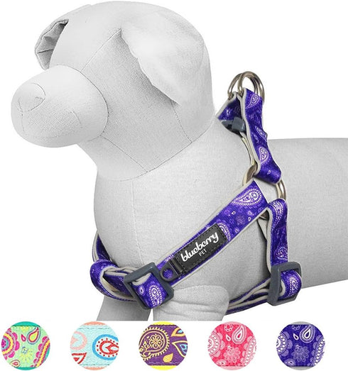 Blueberry Pet 5 Colors Soft Step-in Paisley Flower Print Dog Harness - Adjustable Medium Harness, Chest Girth 20" - 26"