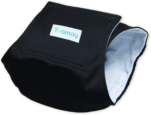 Teamoy 3 Pack Male Dog Diaper Wrap - Washable Puppy Belly Bands, Super-Absorbent, Comfortable, Black