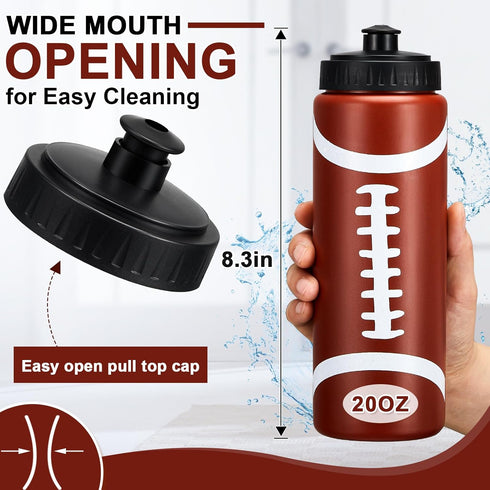 Yaomiao 12 Pcs Football Water Bottle for Boys, 20 oz Reusable BPA-Free Squeeze Water Bottles