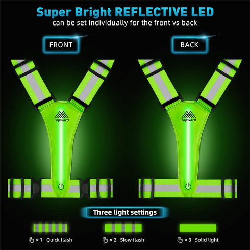 LED Reflective Vest Safety Gear, Light Up High Visibility Running Vest for Night Walking, Cycling