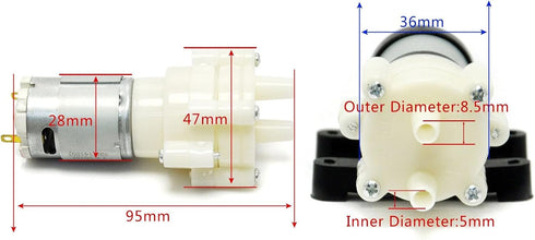 Gikfun R385 Mini Water Pump Motor for Fish Tank, 12V 1A US Plug with 1m Tube for Diaphragm Pump Water Air Pump