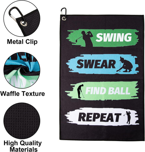 Golf Towel, Printed Golf Towels for Bags with Clip, Funny Golf Gifts for Men, Golfers, Birthday Gifts