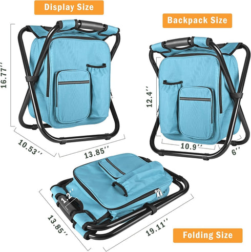 Backpack 300 LBS Kikerike Stool Cooler Chair Heavy Duty Max Load Portable Lightweight Folding Fishing Cooler