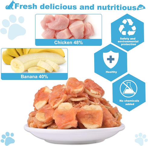 Dog Treats Chicken Wrapped Banana Chews, Rawhide Free Puppy Training Snacks, 0.5lb/227g