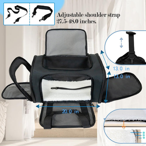 Top tasta Dog Cat Carrier: Portable Foldable Carrier for Small Medium Large Cats Dogs Under 25 Lbs, Black Large