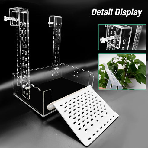 VIKKSAER Turtle Basking Platform - Simulated Lawn, Transparent Aquatic Reptile Tortoise Resting Dock, Hanging Ramp (XL)