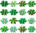 32pcs St. Patrick's Day Dog Collar Bows Ties, Adjustable Holiday Green Basic Dog Collars, Bulk Clover Lucky Pattern