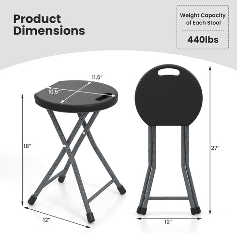 18 inch 440 lb Goplus Folding Stool, Foldable Camping Stool for Adults with Capacity, Portable Plastic Fold up Stool
