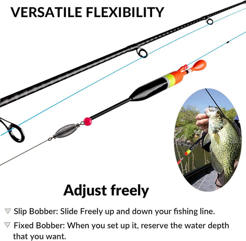 THKFISH Fishing Bobbers, Slip Bobbers for Fishing, Balsa Floats Crappie Fishing Bobbers (1/6oz, 3/8oz, 1/2oz)