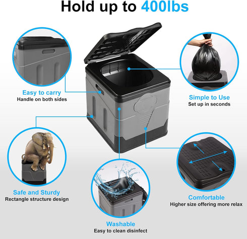 Commode Portable Toilet Camping Toilets for Car Indoor Outdoor Foldable Travel Potty