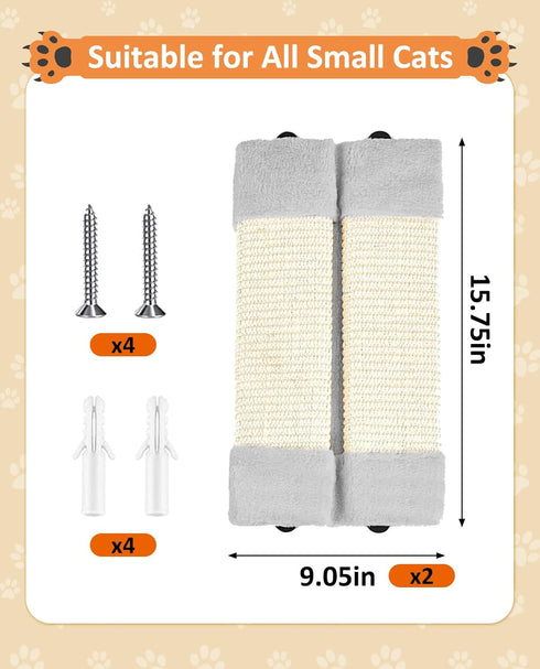 BNOSDM 2 Pack Cat Wall Corner Scratcher for Indoor Cats Walls Mounted Sisal Scratch Board Protector Vertical Anti Scratching Pad Protect Furniture Pet Wear Resistant Mat for Door Sofa