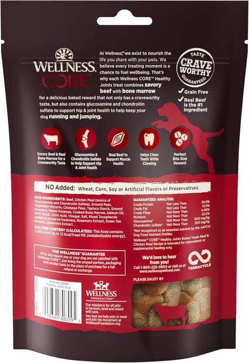 Wellness CORE Healthy Joints Crunchy Dog Treats, Grain Free, 8 Ounce Bag