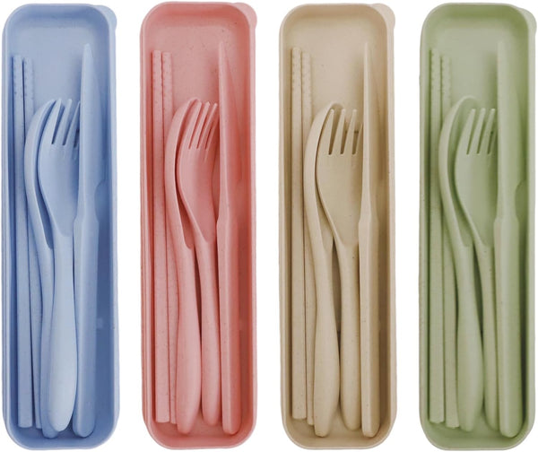 Zoyiancy Reusable Utensils Set with Case, 4 Sets Cutlery Tableware Set, Portable