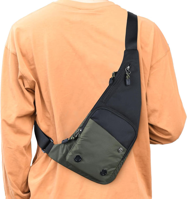 Peicees Waterproof Sling Bag, Crossbody Bag for Men Women, Slim Chest Backpack for Travel Hiking