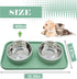Double Dog Food Bowls Stainless Steel with No Spill Non Skid Silicone Mat Removable Dog Water and Food Bowls Set Durable Feeding Bowls for Small Dogs Puppy Cat Kitten(Blue)