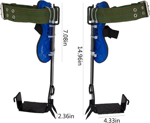 Litong 2 Pack Tree Climbing Gears - Adjustable Spikes with Harness Belt & Non-Slip Pedal Tool