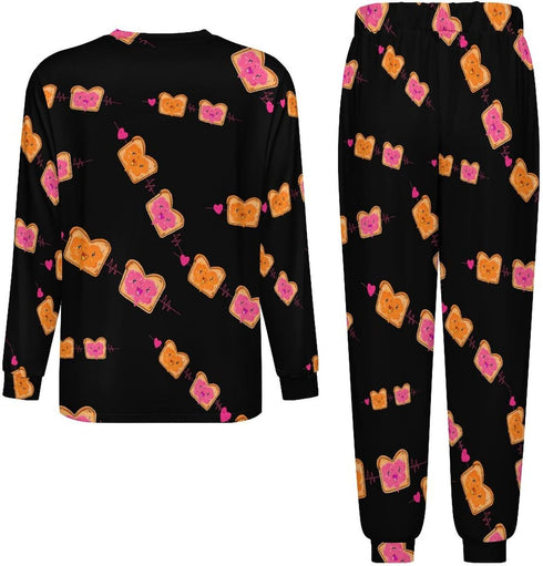 Generic Set Peanut Butter Jelly Heartbeat Men's Pajamas Long Sleeve Sleepwear Crew Neck Loungewear Tops And Bottom