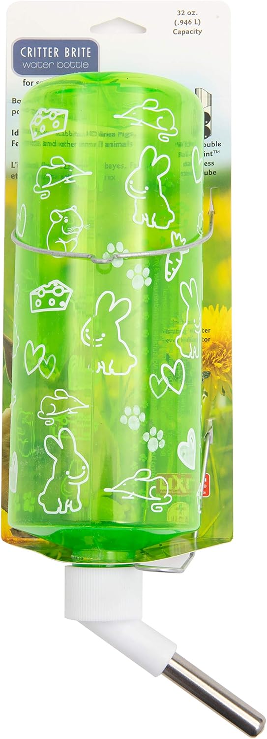 Lixit Critter Bright Water Bottles, 32 Ounce, Assorted Colors, for Hamsters, Rabbits, and Small Animals