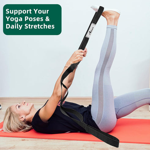 Stretching Strap Yoga Strap for Physical Therapy, 10 Loops Non-Elastic Stretch Strap for Pilates, Flexibility, Exercise
