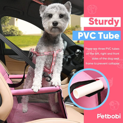 Petbobi Pet Reinforce Car Booster Seat for Dog Cat Portable and Breathable Bag with Seat Belt Dog Carrier Safety Stable