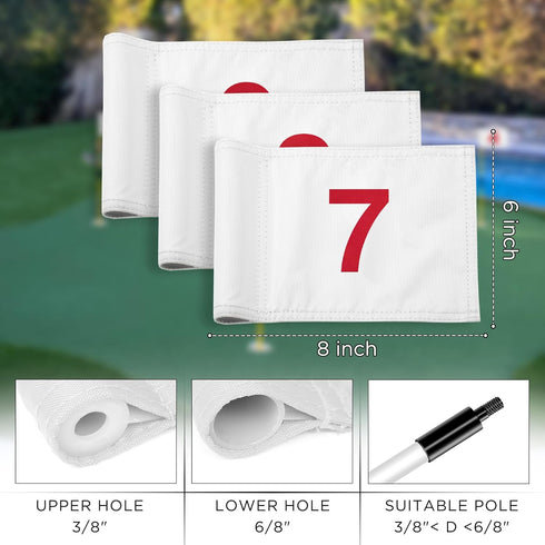 KINGTOP Numbered Golf Flag, 8x6 Inch Mini Practice Putting Green Flags, Upgraded Dual-Layer Nylon