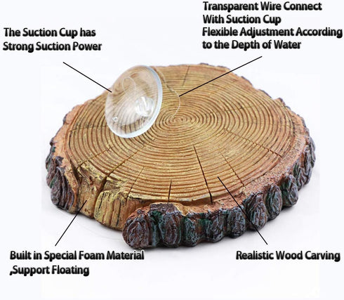 AQUA KT Aquatic Turtle Round Floating Dock, Tortoise Basking Platform with Suction Cup for Reptile Decoration