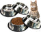 Fhiny 4Pcs Stainless Steel Dog Cat Bowls with Rubber Base, Stackable Non-Slip Dish Plate for Small Medium Animals