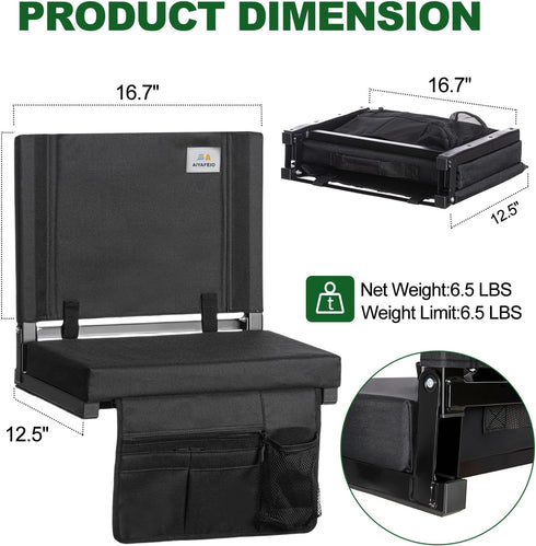 AIYAFEIO BackpacksWide Stadium Seats for Bleachers with Back Support, Bleacher Chairs with BackPortable Bleacher Seats