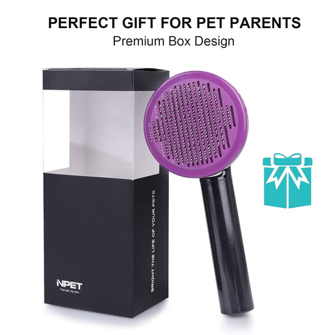 NPET Dog Brush, Self Cleaning Slicker Brush for Cats and Dogs, Gently Removes Loose Undercoat, Mats Tangled Hairs Dog