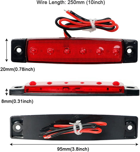 Navigation Lights, LED Stern and Marine Strip Lights for Boat Bow, Kayak, DC 12V, 2PCS (Red and Green)