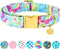 Tie Dye Summer Cotton Dog Collar with Metal Buckle, Gift Collar for Small Medium Large Dogs, Cute Durable Comfortable