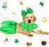 Weewooday 3 Pieces St. Patrick's Day Dog Costume, Mardi Gras Girl Dog Tutu Skirt and Bowtie Headband for Small Puppy