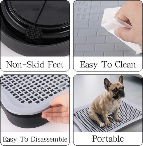 Dmnnlp 20"x15.5"x1.4" Indoor Dog Potty Tray with Splash Guard, Pee Pad Holder for Puppies & Small Dogs, Waterproof