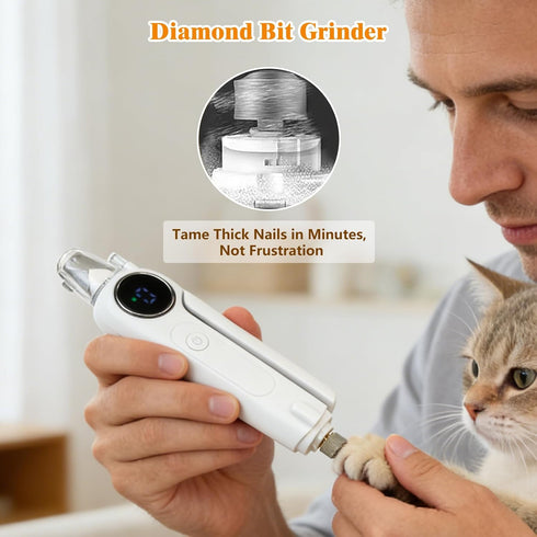 2-in-1 Trimming Dog Nail Clippers with Light & Digital Display Upgraded Pet Nail Grinder, Safety Guard, USB