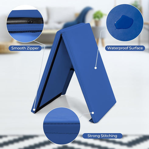 6x2'X1.6'' Giantex Gymnastics Mat Thick Folding Panel for for Gym, Yoga, Exercise Mat with Hook & Loop Fasteners