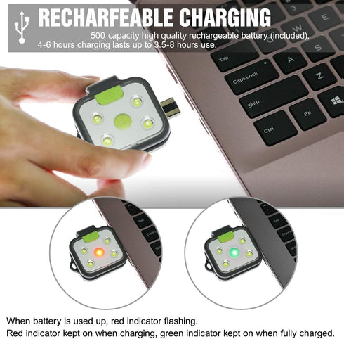 Running Light, 2Pack Reflective Safety-Light for Runners, Rechargeable LED Clip On Lights for Hiking, Running, Outdoor