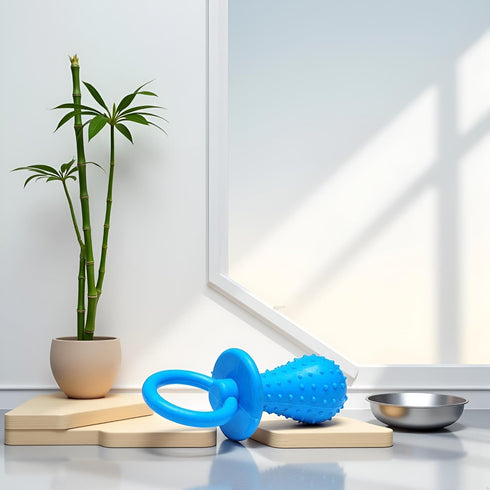 Junfamilee Blue Dserw Dog Pacifier Chew Toys, Mini Bite Resistant Bell Shape Rubber Pacifier Pet Puppy Molar Chew