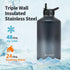 One Gallon Insulated Water Bottle, 128oz Large Sports Stainless Steel Jug with DIY Stickers, Leak-proof Triple Wall