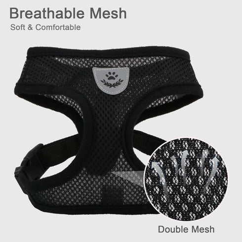 Hypeety Pet Dog Vest Harnesses, Adjustable Mesh Harness for Travel, Chest Strap Vest, Reflective (M, Black)