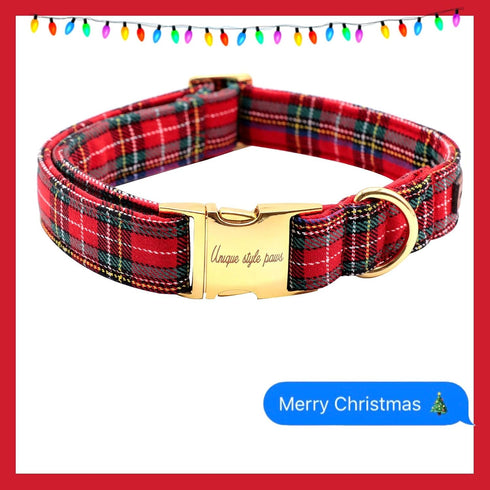 Unique Style Paws Christmas Dog Collar Bow Tie, Adjustable Collars for Small Medium Large Dogs