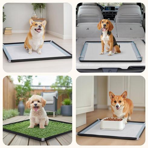 2 Pack 4 24" 24" LOOBANI Dog Pee Pad Holder - Silicone Puppy Pad Holder - High Edge Dog Potty Tray with Holder Clamps
