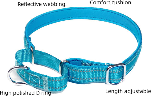 Martingale Dog Collars, Adjustable Soft Nylon Training Collar, Reflective Safety Heavy Duty No Pull Pet Collars for