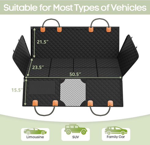 400lbs, Hammock Dog Car Seat Cover for Back Seat, Hard Bottom Back Seat Extender Supports Waterproof Rear Seat Pet