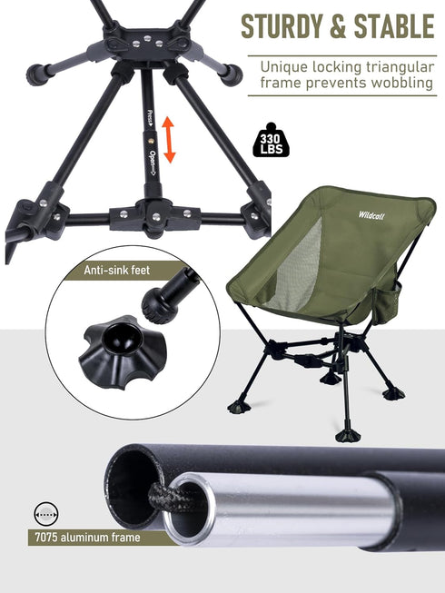 WildCall Compact Folding Beach Chair with Anti-Sink Feet