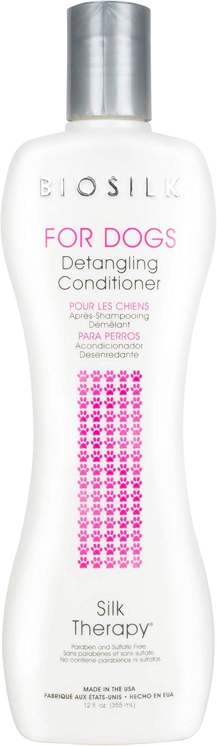 BioSilk for Dogs Silk Therapy Detangling Conditioner | Sulfate and Paraben Free Dog Detangler Conditioner for All Adult