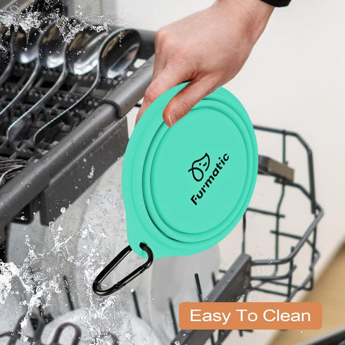 Portable Collapsible Dog Bowl - Food Grade Silicone, Large Capacity, Easy to Wash, Ideal for Outdoor Camping (Green)