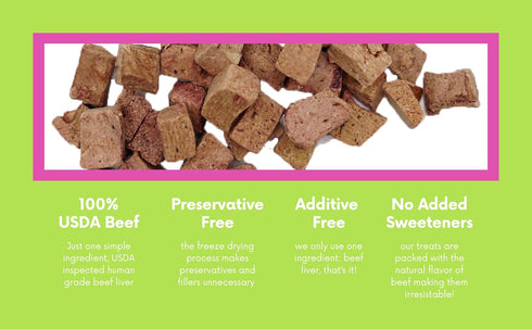 Freeze Dried Dog Treats, Single Ingredient Beef, Healthy, High Value, Made in the USA – 4 Ounce