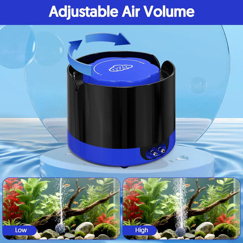 3W/5W 80 (3W) QZQ Aquarium Air Pump, Quiet Fish Tank Air Pump with Dual Outlets, Powerful Adjustable Oxygen Pump