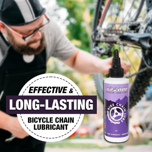 2000 4 Slip Bike Chain Lube, Bicycle Chain and Cable Lubricant, Pure Synthetic Oil for All Bikes, Reduces Friction